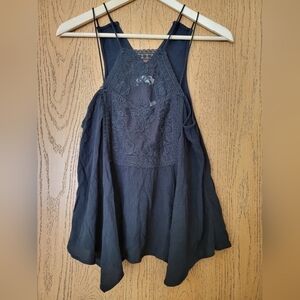 Abercrombie and Fitch NWT black double strap swing top w/lace detail S